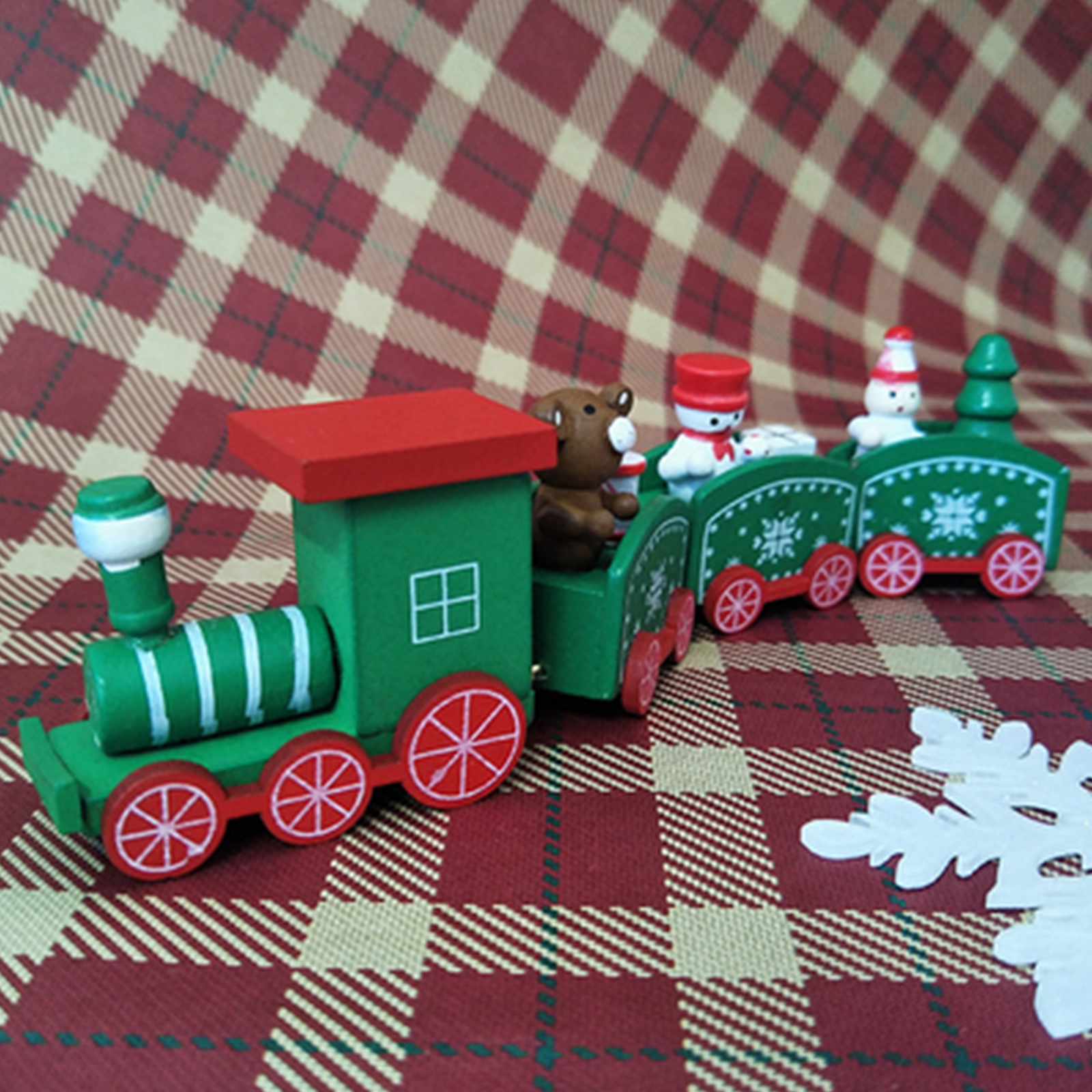 Christmas Wooden Train Table Ornament Holiday Festive Party Home Decor