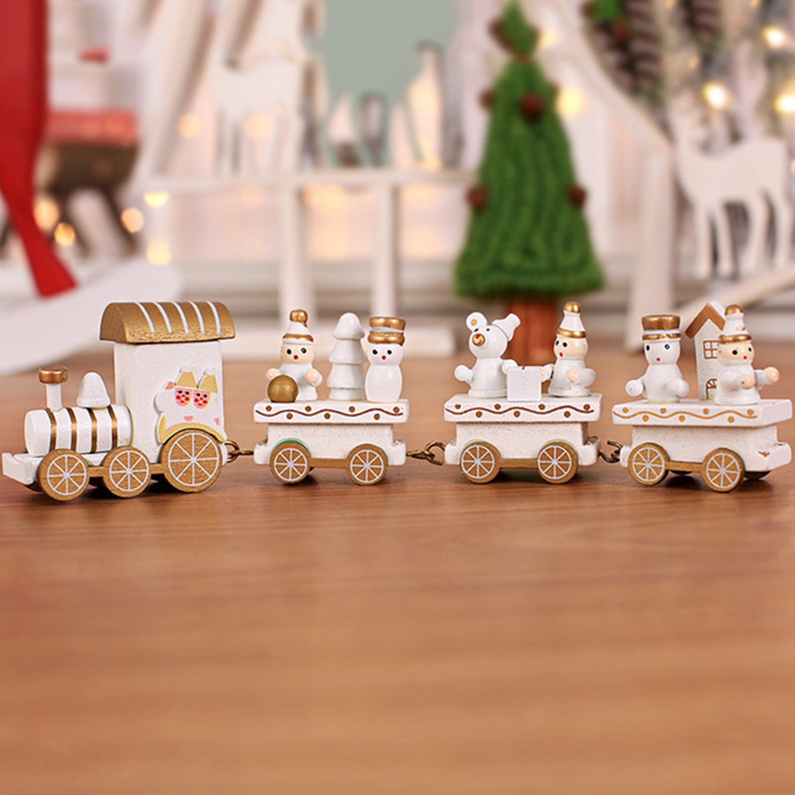 Christmas Wooden Train Table Ornament Holiday Festive Party Home Decor ...