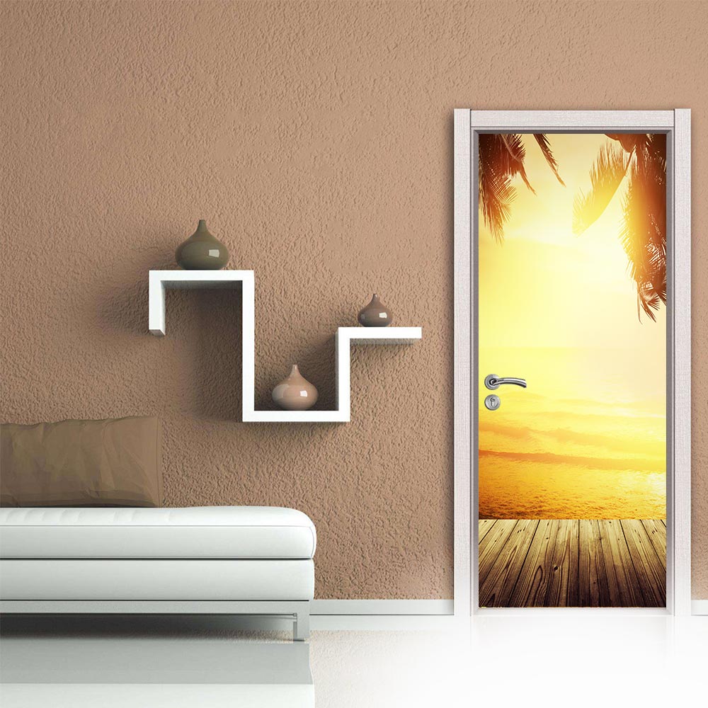 3D Door Stickers Removable Wall Poster DIY Art Decals Sunset