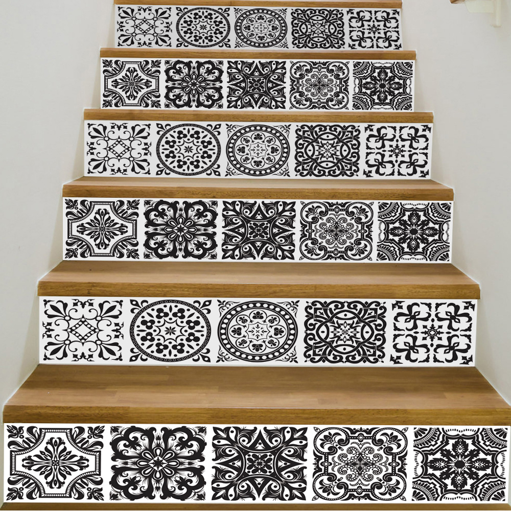 6pcs 3D Staircase Stair Riser Stickers Art Wall Decals Home Decor Self-Adhesive