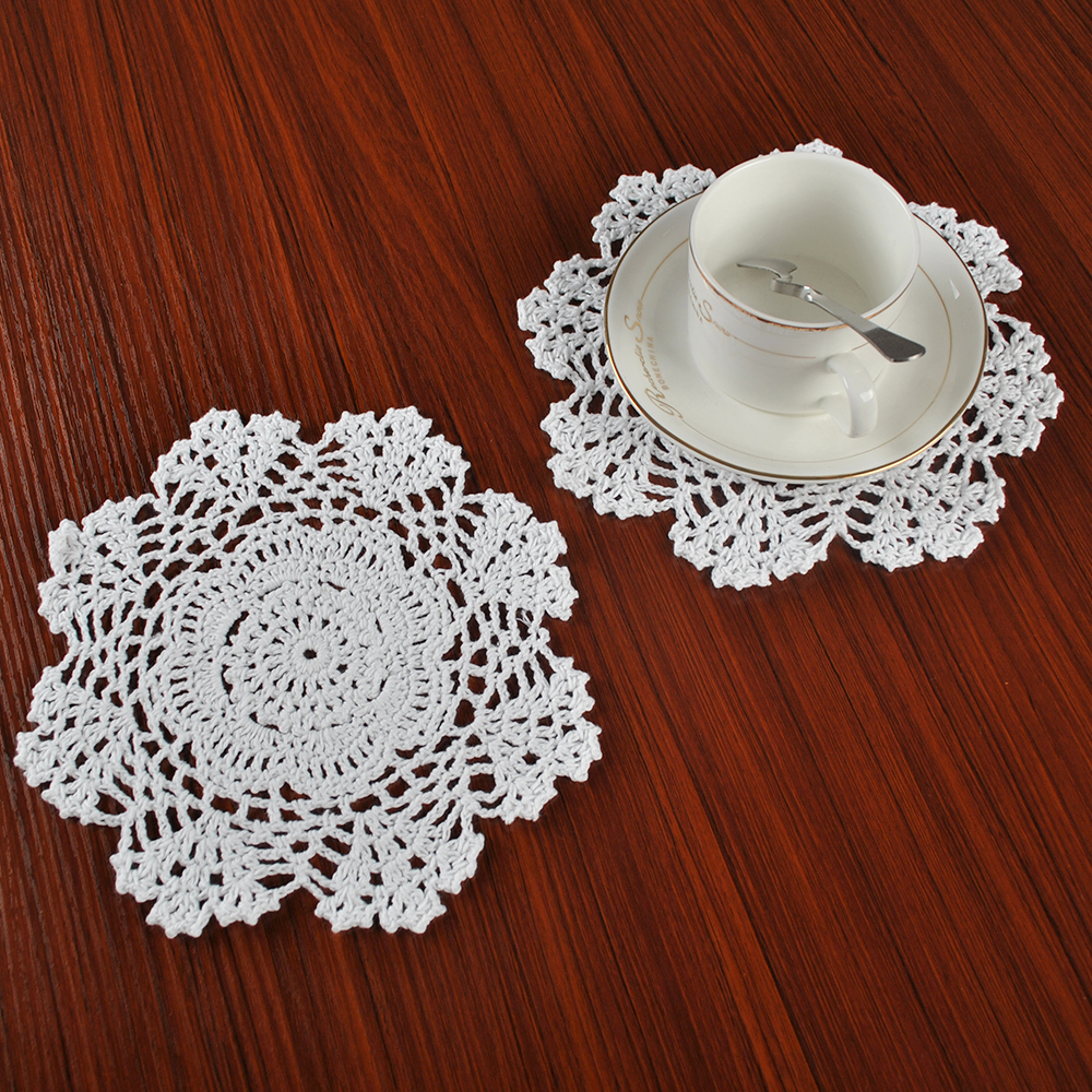 4Pcs White Vintage Cotton Handmade Crochet Lace Doily Doilies Round Wedding  20cm